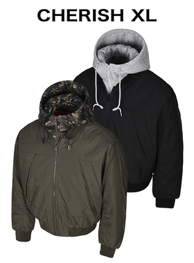 CRXL「假两件可拆卸」短款连帽卫衣棒球服夹克外套男款/保暖有型