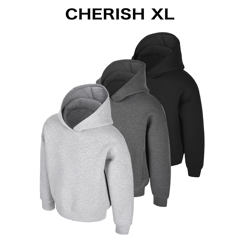 CRXL【正品科技感太空棉】重磅900G/硬挺抗皱/短款保暖连帽卫衣男