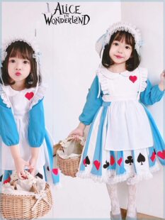 新款迪士尼儿童爱丽丝公主裙万圣节女童Alice cos女仆装活动表演