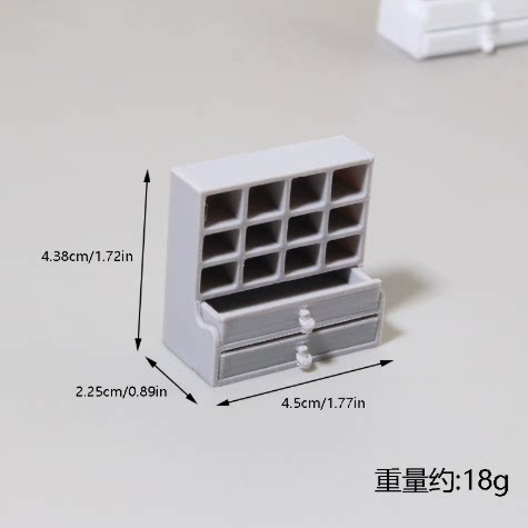 迷你收纳盒手办模型场景道具娃屋配件白色抽屉式整理盒623