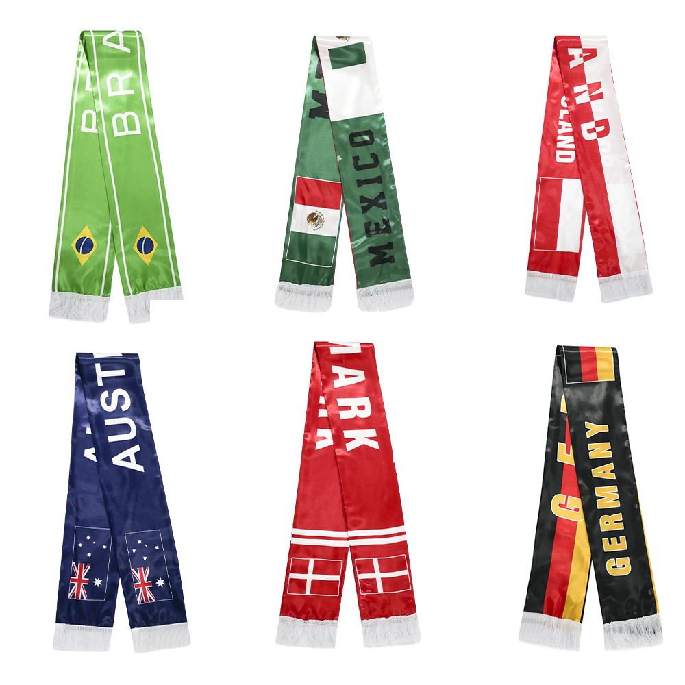 美加墨世界杯球迷围巾涤纶双面流苏色丁足球围巾赛事助威用品S4