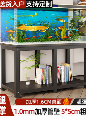 鱼缸架子专用底柜钢木底座定制双层水族箱架子超强承重置物落地架