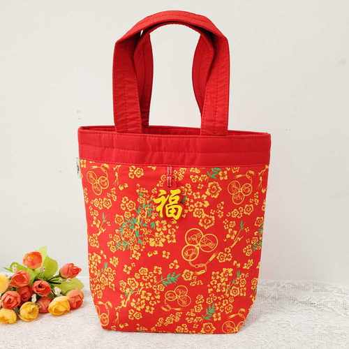 泰国曼谷包naraya正品 中国喜庆红新年红 小号手提包女包布包