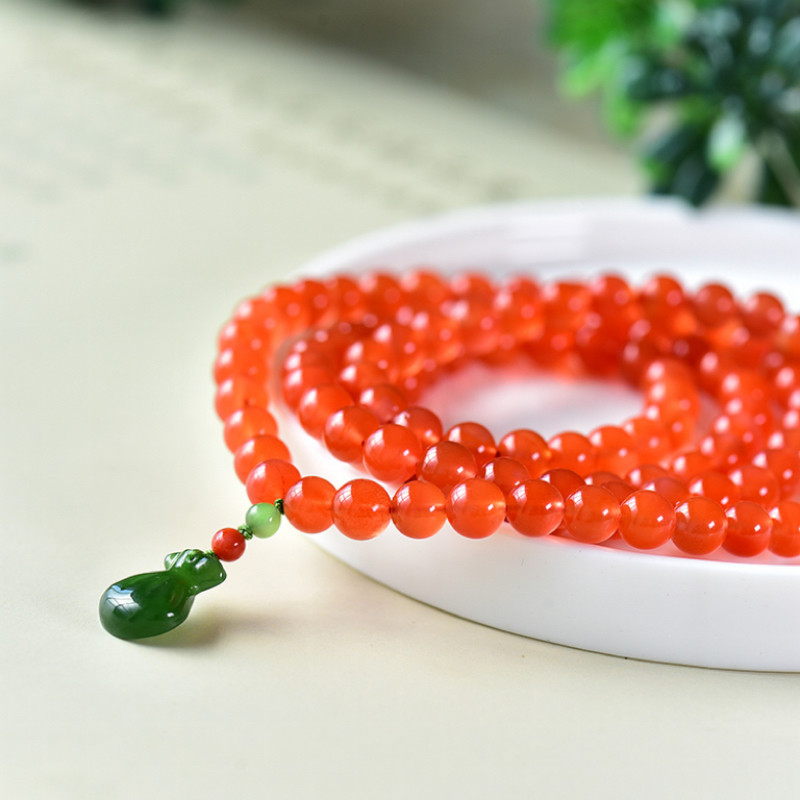 钱袋子| 精品天然南红保山冰红圆珠珠链多圈手链项链 6mm+