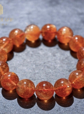 盖亚回声 天然7A级透体金太阳手链13mm大颗粒金太阳石水晶手串