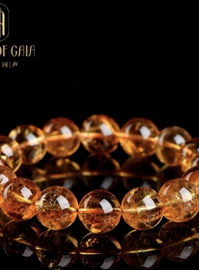 盖亚回声 天然7A级金红暴力黄水晶圆珠手链 老矿深黄水晶手串