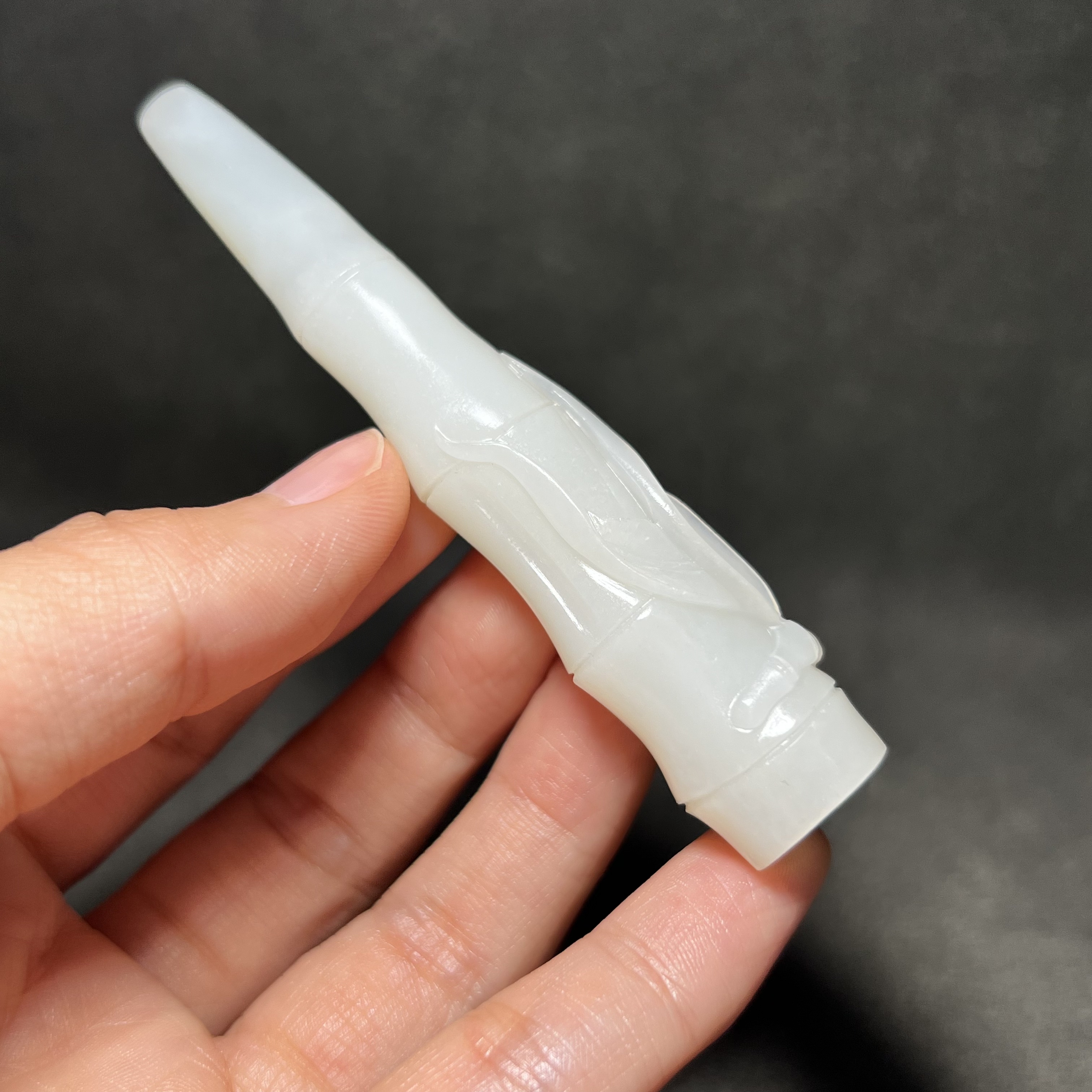 和田玉白玉籽料烟嘴竹节苏工精品男女款挂件玉坠玉佩挂坠竹节