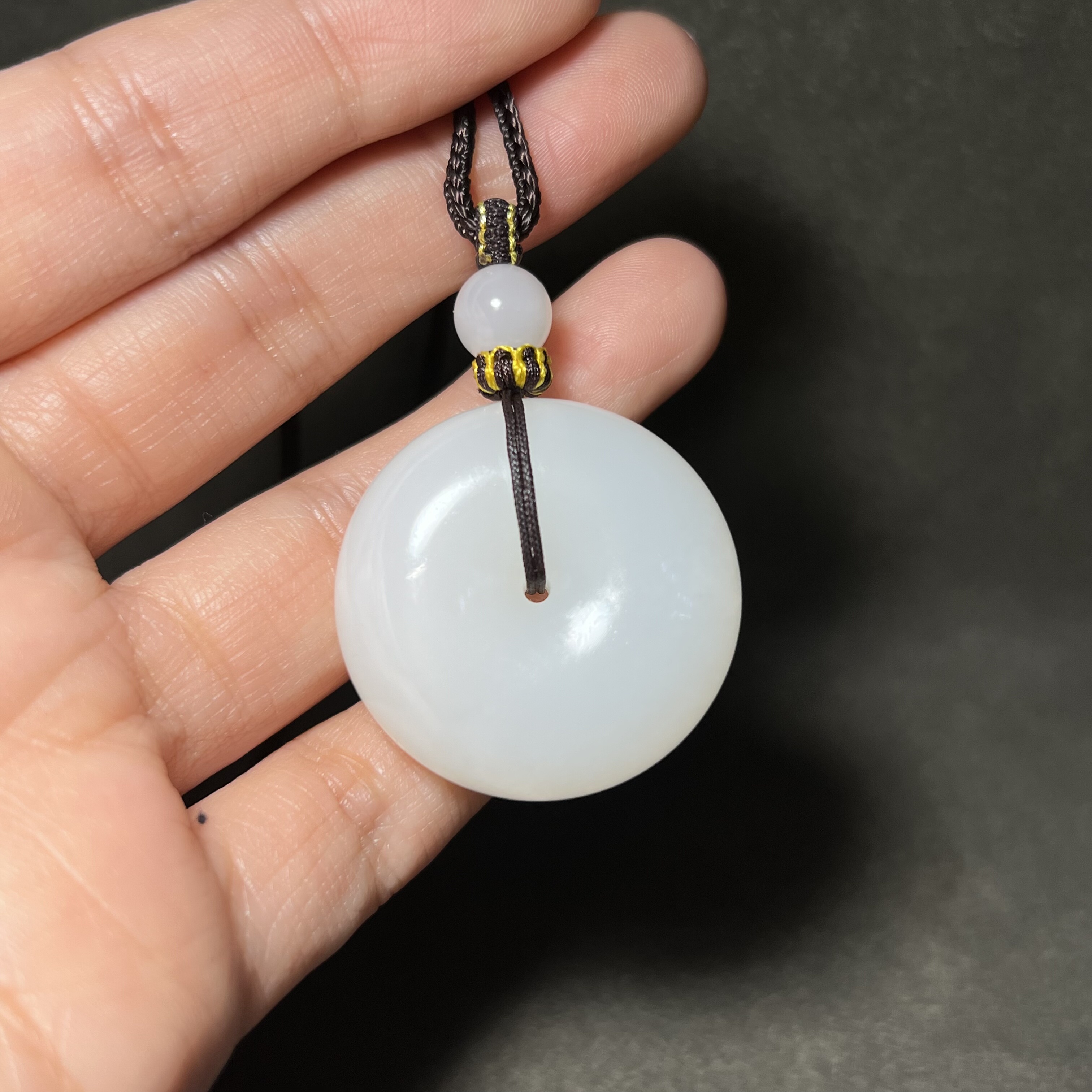 新疆和田玉白玉籽料平安扣吊坠苏工精品男女款玉器挂件玉佩平安扣