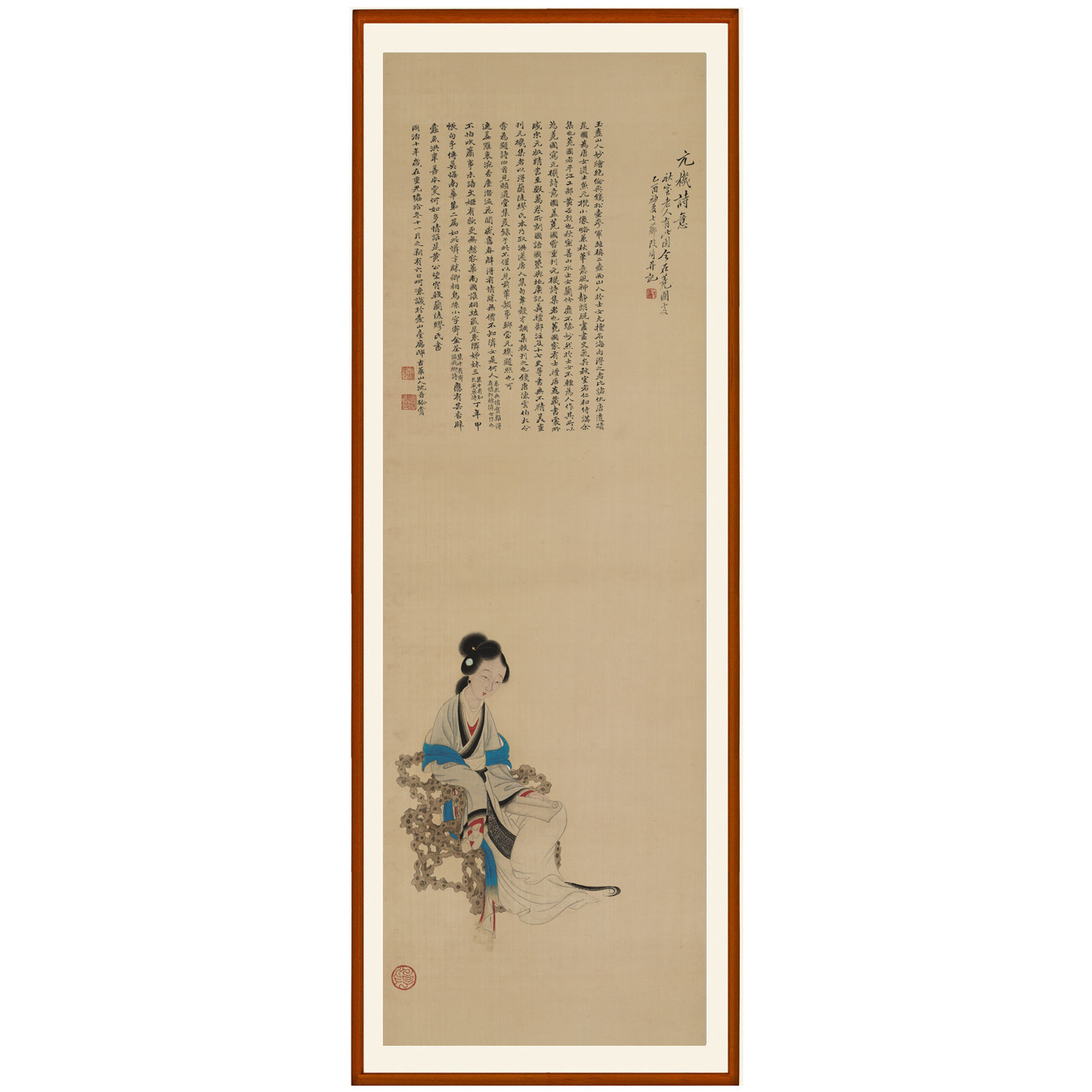 改琦仕女图挂画元机诗意图国画客厅人物画装饰画非手绘竖版卷轴画