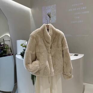 新獭兔毛韩系美拉德皮草外套女长袖2026秋冬海宁高质女装立领加厚