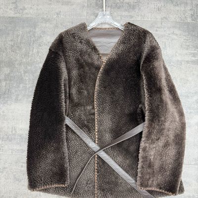 皮毛一体皮草外套女中长款简约女