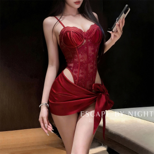 免脱情侣女睡衣qqny 撩欲钢圈连体衣套装 趁夜出逃 节日款 心动降临