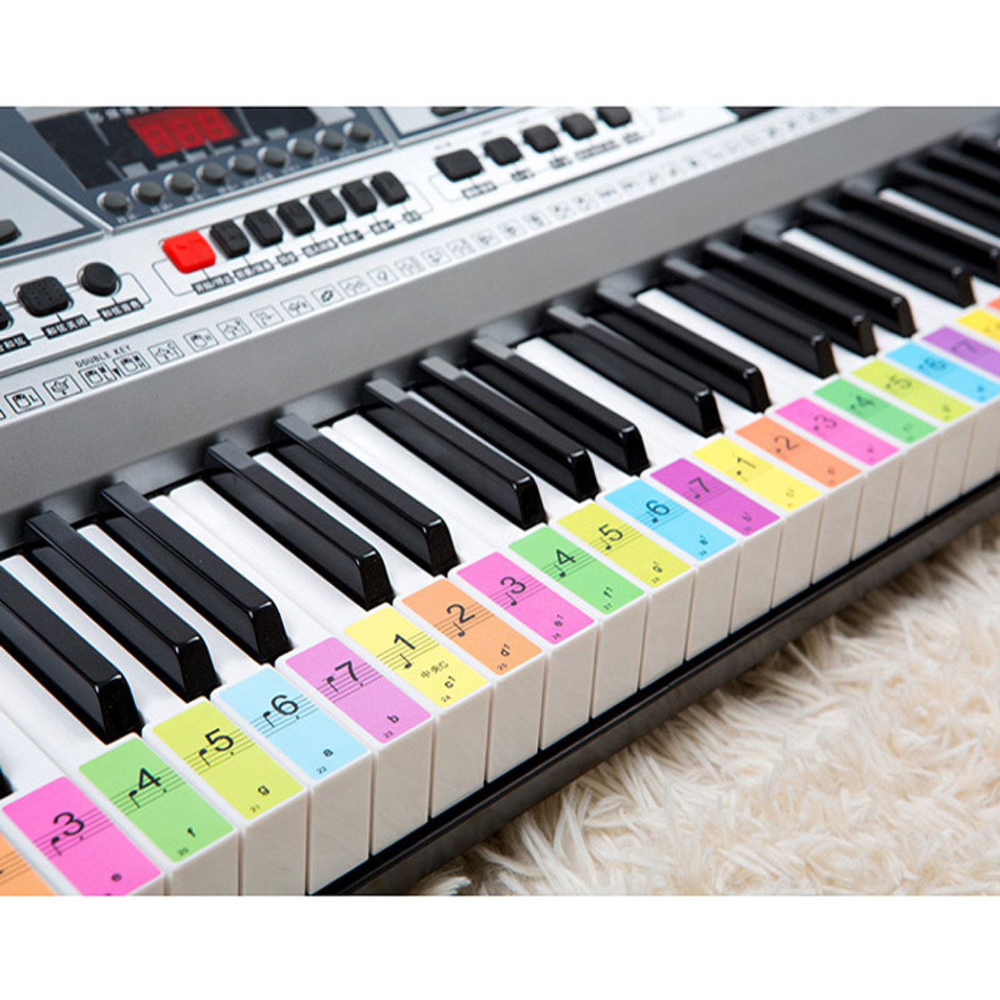 包邮电子琴键盘贴54键61键88键彩底五线谱简谱键位贴防水钢琴贴纸