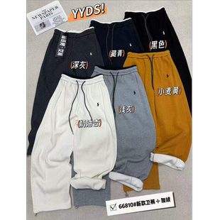 藏青休闲裤 口袋运动裤 高腰百搭刺绣格纹66810 香蕉裤 时尚