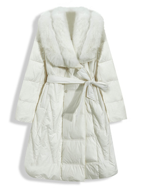 宁熙ec原创高端加厚显瘦修身羽绒服外套腰带收腰102201