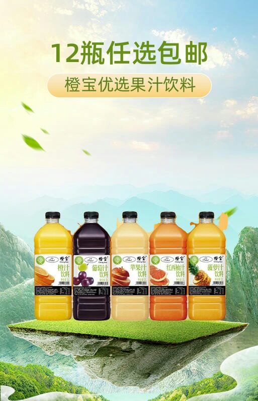 橙宝优选2L50%果汁含量饮料12瓶全国28省区直供包邮_虎窝淘