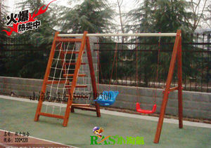 促销进口花梨木质滑滑梯秋千组合攀岩爬网幼儿园户外游乐设施软体