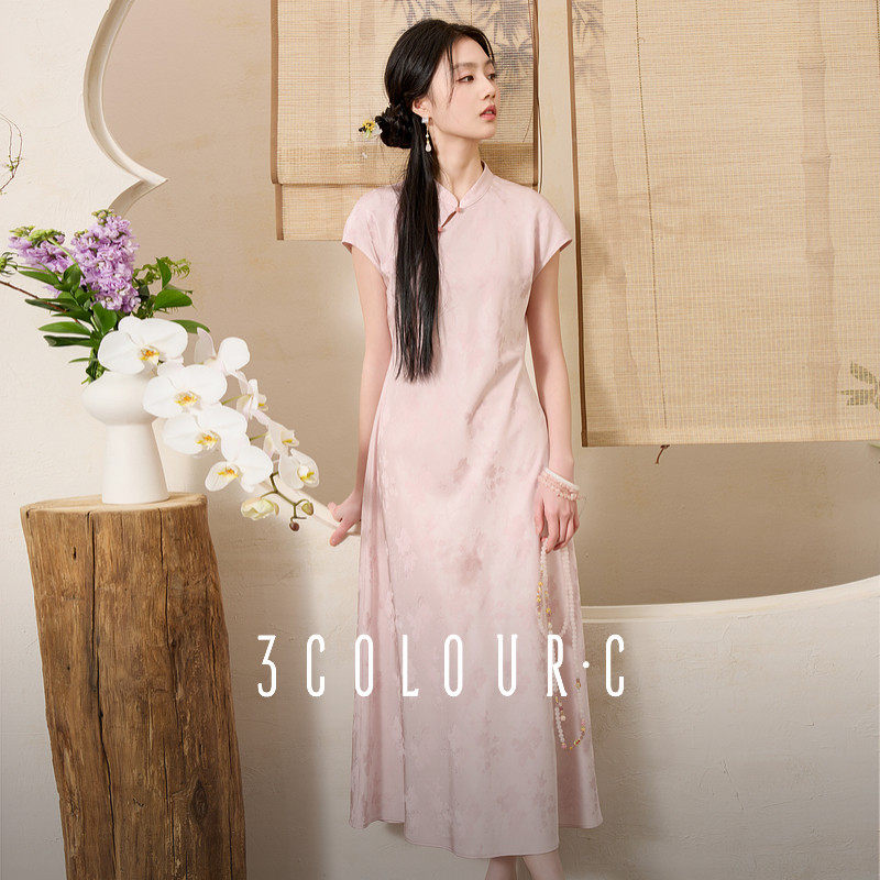 【三彩小樱花宋轶同款】2025夏季新款新中式改良旗袍长洋装女C