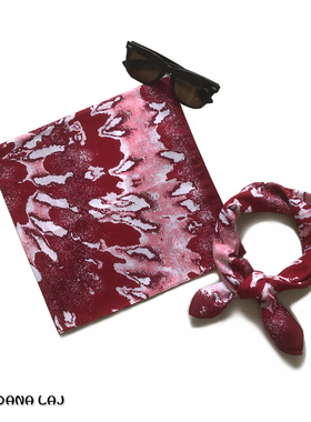 双面扎染印花民族风棉方巾54cm方形漩涡图案小围巾渐变渲染三角巾