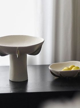 砂石颗粒感果盘摆件现代侘寂艺术家居桌面零食坚果碗搭配组合饰品