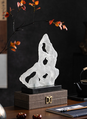 新中式半透明磨砂异型创意摆件中古书房样板房茶室茶桌装饰品