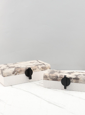 现代简约高端木质皮革首饰收纳盒置物盒装饰摆件衣帽间家居装饰品