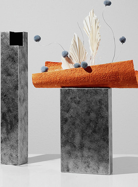 轻奢复古几何切口方管花