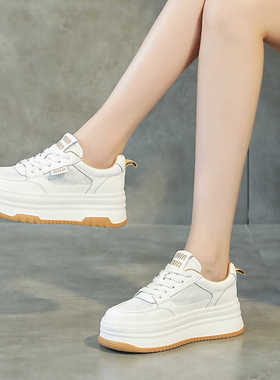 真皮厚底小码小白鞋女3132233码2024春秋百搭网面透气运动休闲鞋