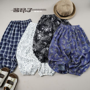 定制款~夏儿童高品质人造棉长裤灯笼裤 男女童薄款棉绸宽松防蚊裤