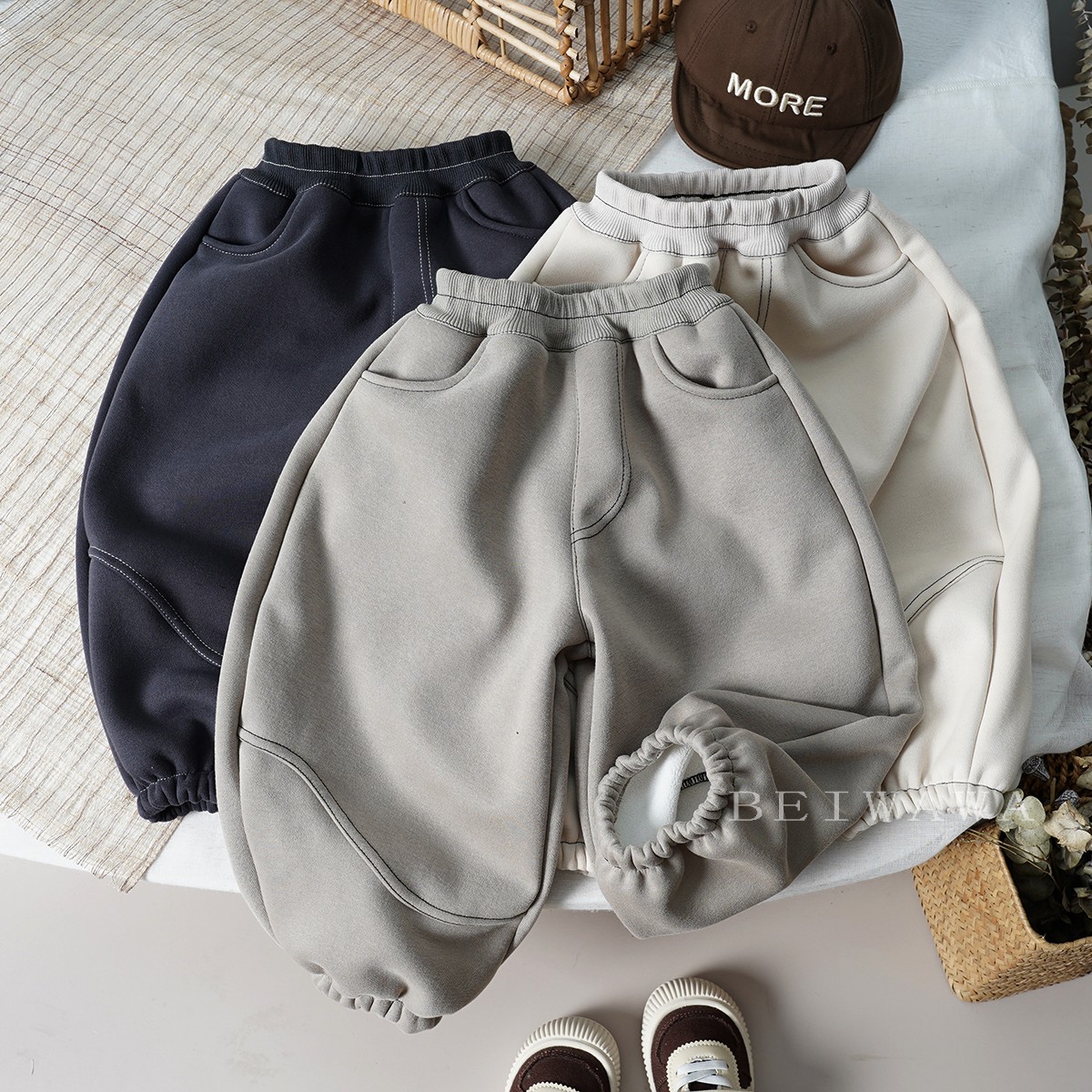 男童好穿加绒卫衣宽松弯刀休闲裤