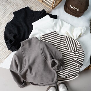 儿童秋冬实用款半高领打底衫男女童德绒自发热软糯亲肤长袖体恤衫