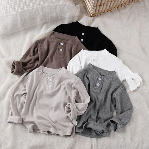 软弹~秋儿童宝宝半高领体恤衫潮