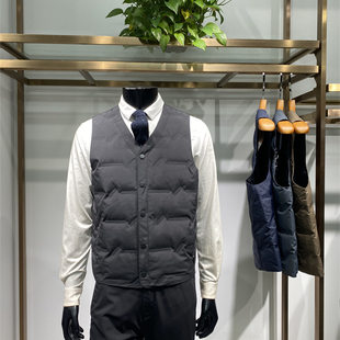 25年冬新品 V领羽绒服外套拉链商务背心上衣领佐诺依 羽绒马甲男士