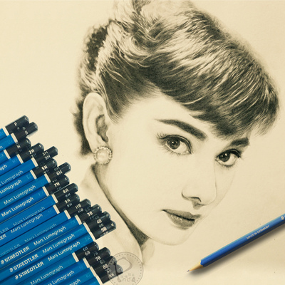 【小熊猫】德国施德楼蓝杆木头铅笔绘图铅笔绘图铅笔素描铅笔