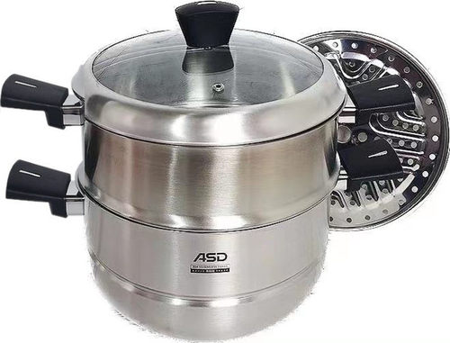 爱仕达304钢ZS22V3J/ZS24V3J小蒸锅蒸馒头双层汤锅多用锅复底加厚