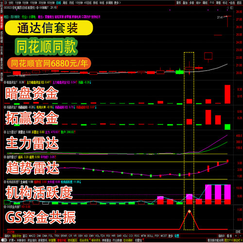 2026暗盘资金拓赢资金雷达机构活跃度资金共振GS策略主图副图选股