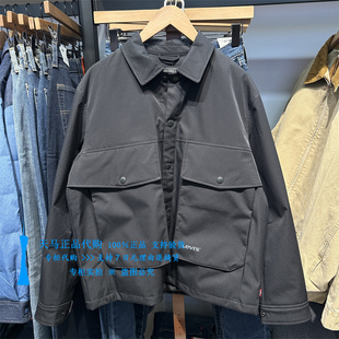 正品Levis李维斯2025年黑色休闲大口袋男士羽绒服外套008FZ-0001