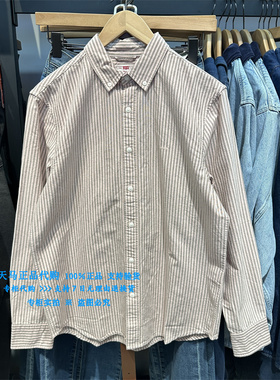 正品Levis李维斯2026时尚休闲粉色竖条纹 男士长袖衬衫A7210-0055
