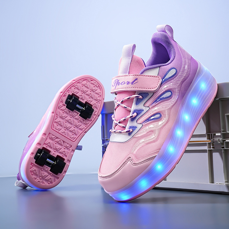 跨境爆款儿童暴走鞋轮滑女童鞋网红四轮爆走鞋学生隐形溜冰鞋带轮