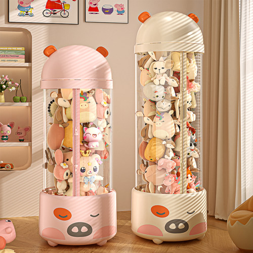娃娃收纳桶透明大容量儿童玩偶公仔收纳筒拉链款毛绒玩具收纳神器