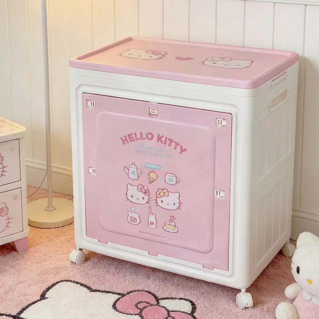 HelloKitty衣服收纳箱滑轮大容量被子玩具整理箱超大家用折叠衣物