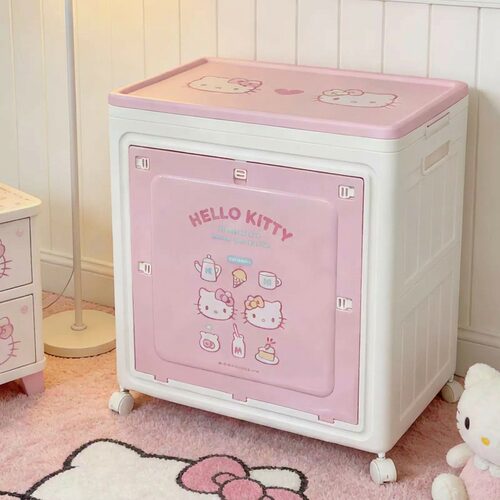 HelloKitty衣服收纳箱滑轮大容量被子玩具整理箱超大家用折叠衣物