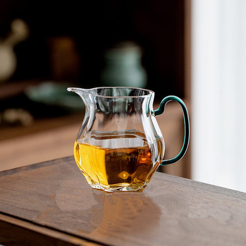 耐热玻璃公道杯公杯分茶器梅花茶海功夫茶具套装带手柄瓜棱公道杯