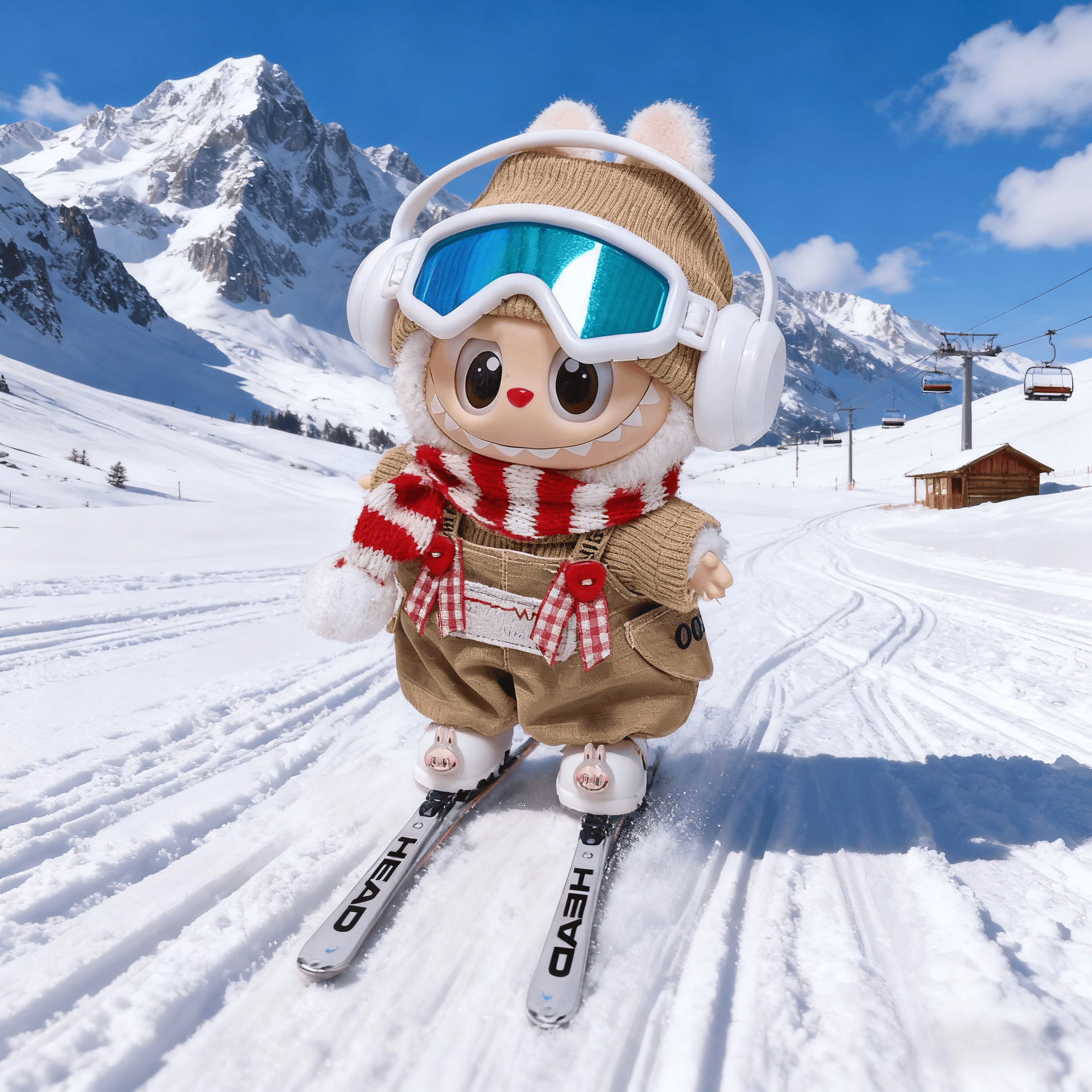 仅娃衣】三代labubu娃衣冬季护目镜滑雪套装拉布布滑雪套装玩偶衣