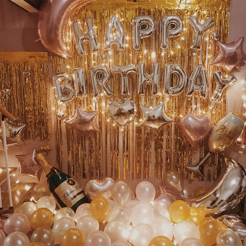 成人生日派对创意装饰浪漫蜡烛彩灯房间酒店KTV布置用品气球套餐