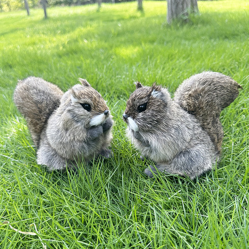 仿真小松鼠模型摆件真皮毛