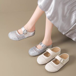 【妮娅专享】LL1860新款时尚内增高编织透网百搭勃肯拖鞋