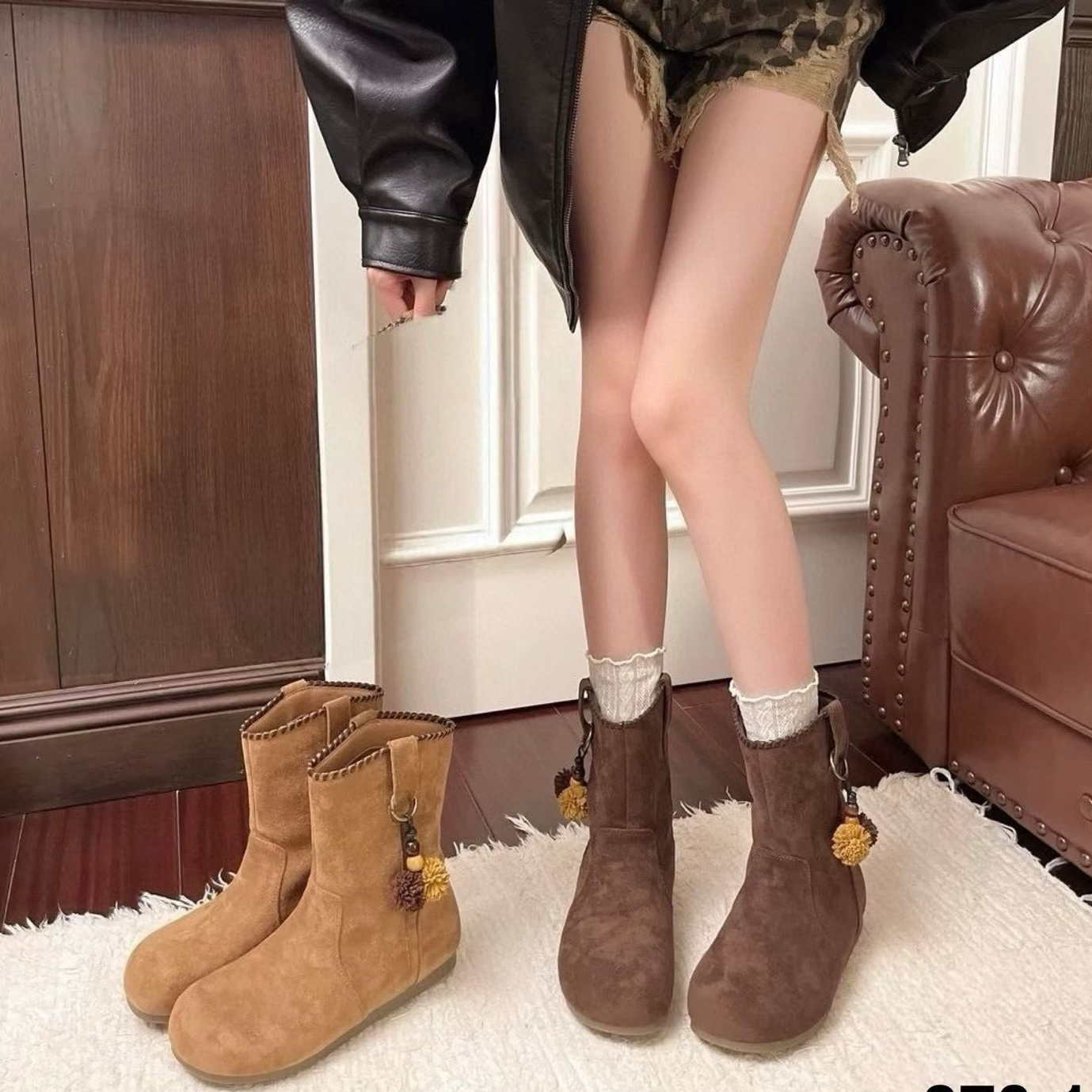 【妮娅专享】AAL870-1时尚韩版潮流瘦瘦流苏靴