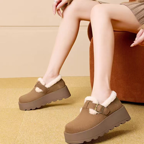 ADD918高定真皮厚底加绒保暖勃肯鞋