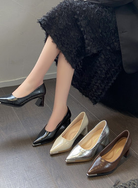 【妮娅专享】SWL6982新款方头粗跟玛丽珍单鞋